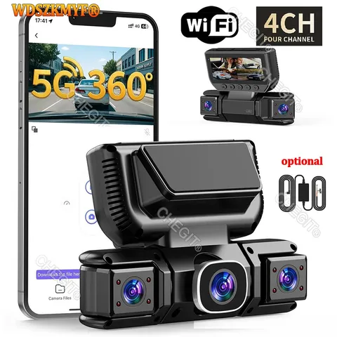 New WIFI 4Channel 360 Degree  Car Dvr 1080P Video Recorder WiFi APP Dashcam 24h 