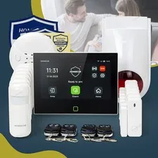 HOMSECUR Wireless WIFI 4G 2G Home 7" Alarm System Touch Screen+6*PIR+Door Sensor