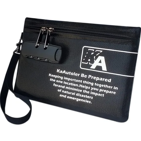 Small Fireproof Bag with Lock, Waterproof Money Bag with Zipper Pouch Envelop...