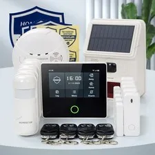 HOMSECUR Wireless WIFI 4G Home House Alarm System+Wireless Solar Red Flash Siren