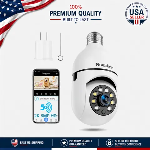 Super HD 2K Light Bulb Security Camera with Easy Screw-In Installation & WiFi