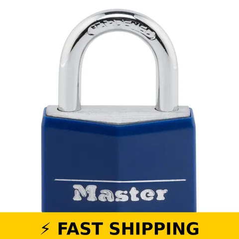 Master Lock Keyed Padlock Blue Vinyl Covered Indoor Outdoor 142DCM