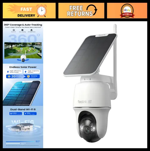 4K Solar Wireless Security Camera Outdoor, 360° Pan Tilt, 8MP Night Vision, Wi-F