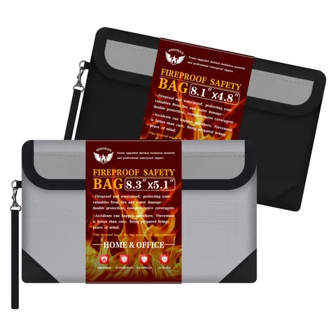 Small Money Bag 2 Pack (8.3“ × 5.1”)，Zippered Fireproof Waterproof Document B...