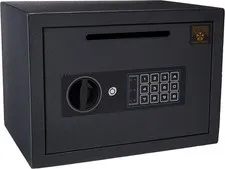 Digital Steel Money Security Box Keypad Cash Deposit Safe Black 0.54 Cu Ft