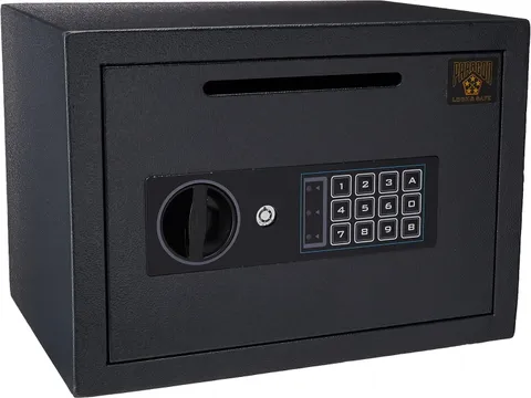 Digital Steel Money Security Box Keypad Cash Deposit Safe Black 0.54 Cu Ft