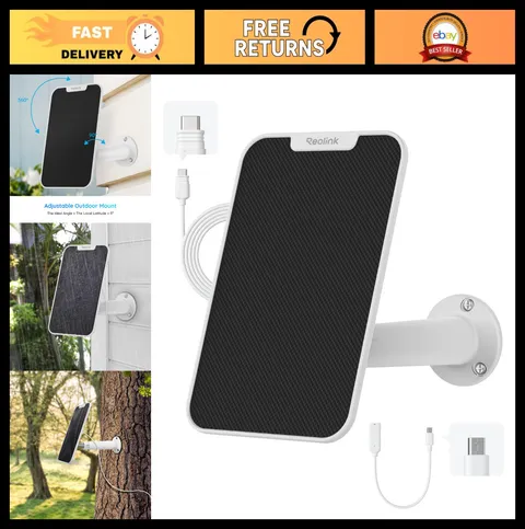 3W Solar Panel for Wireless Security Cameras | 6V Type C Port, Non-Stop Charging
