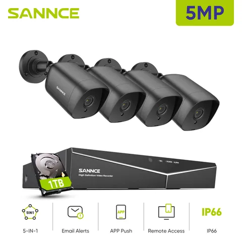 SANNCE 8CH 5MP DVR CCTV Security Camera System Outdoor IR Night Vision IP66 1TB