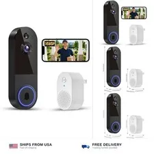 ClipBlur 1080p Wireless Video Doorbell Camera, Optional Subscription | Batter...