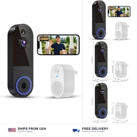 ClipBlur 1080p Wireless Video Doorbell Camera, Optional Subscription | Batter...