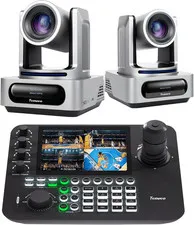 PTZ Camera and Controller Bundle - 4K NDI PTZ Camera(2Pcs) 20X Zoom AI Tracking