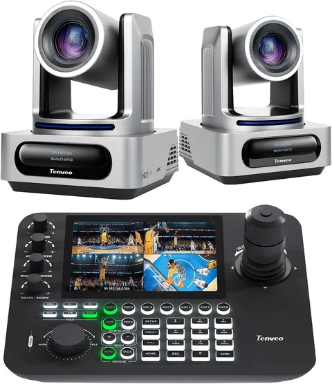 PTZ Camera and Controller Bundle - 4K NDI PTZ Camera(2Pcs) 20X Zoom AI Tracking