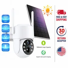 Wireless Solar Security Camera 4MP PTZ WiFi CCTV iCSee APP Outdoor