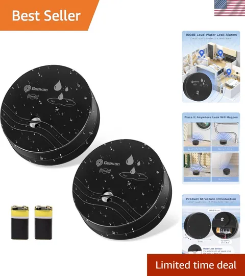 2 Pack Water Leak Detectors,100dB Sensor Alarms for Home | Flood Leak Detecto...