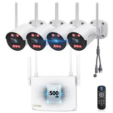 3MP Wireless Security Camera System, 6 Cameras Wifi Indoor Outdoor, AI Detection