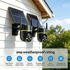 PHANSATIM  4G Solar Powered Outdoor Security Camera With  300M SIM Card, IP66