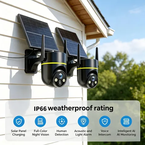 PHANSATIM  4G Solar Powered Outdoor Security Camera With  300M SIM Card, IP66