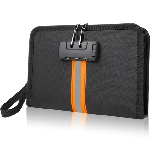 Fireproof Money Bag 1.1 Inch Width, 300 Cash Notes Capacity - Secure Storage