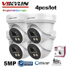 4 Pack Vikylin Dual Light 5MP POE Camera Onvif Full Color IR Audio Outdoor Wired