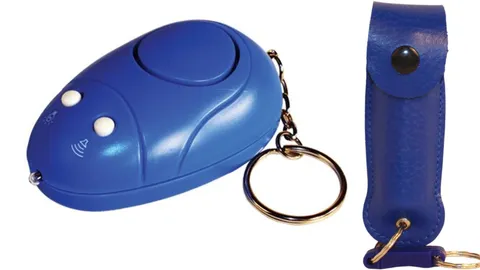 Keychain Personal Panic Alarm Light and Pepper Shot Pepper Spray Combo Blue