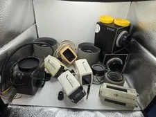 Lot 9 Vintage CCTV Security Cameras Reticon PC-23C Fujinon Untested Parts Lenses