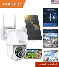 Waterproof Solar Security Camera - 2K HD Night Vision with Smart Detection