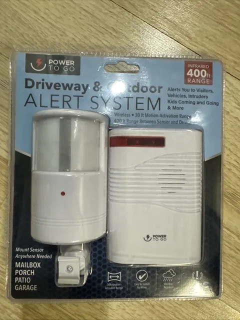 Power To Go Wireless Driveway & Outdoor Alert System IR Motion Sensor 400ft