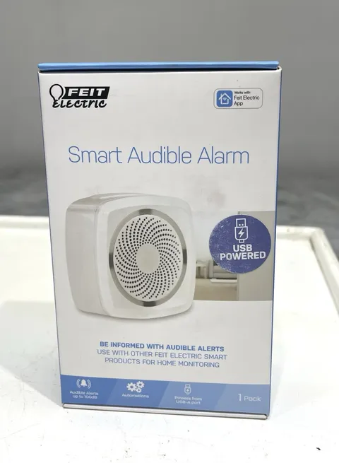 Feit Smart Home Audible Alarm Wireless Smart-Enabled White Security Alarm NEW!