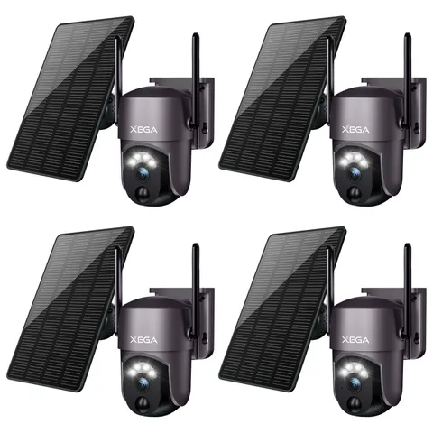 4 Pack Security Camera Wireless Outdoor 2K 360° PTZ Camera Solar