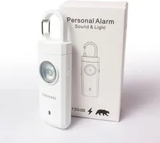 Personal Alarm Keychain 130dB Emergency Siren Alarm Flashlight Women WHITE