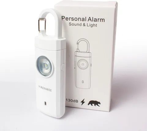 Personal Alarm Keychain 130dB Emergency Siren Alarm Flashlight Women WHITE