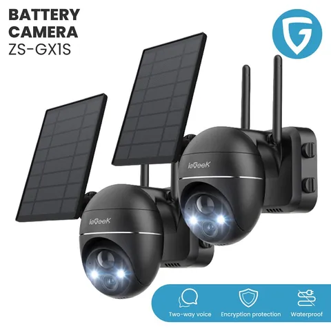 2PCS ieGeek 360° Outdoor Wireless PTZ Security Camera WiFi Battery Powered CCTV