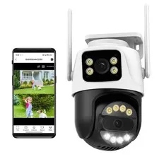 6MP WiFi Dual Lens Outdoor Security Camera Wireless PTZ Camera AI Detection