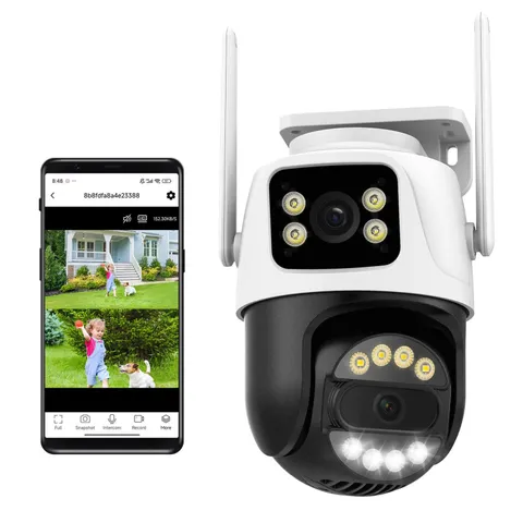 6MP WiFi Dual Lens Outdoor Security Camera Wireless PTZ Camera AI Detection