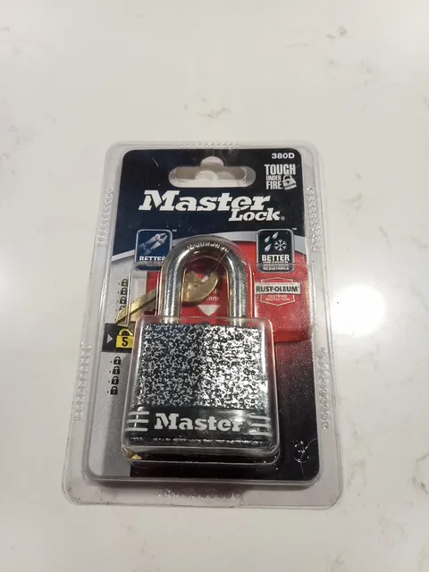 Master Lock 380D 1-9/16-Inch Laminated Lock with Rustoleum, Black and Grey