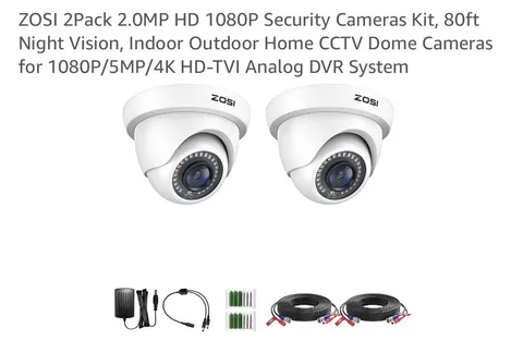 ZOSI Outdoor Dome Home Security Camera 1080p HD 4in1 Night Vision 2 Pack