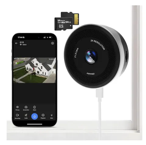 Window Camera for Home Security, 2K 3MP Indoor Security Camera with 64GB Card, W