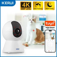 Wifi IP Pets Camera Home Security Dog Cats Camera Tuya Smart 4K 8MP HD Video Nig