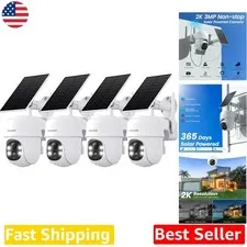 Wireless Security Cameras 4pk - 2K Solar Power, 360 PTZ, Alexa,  Waterproof
