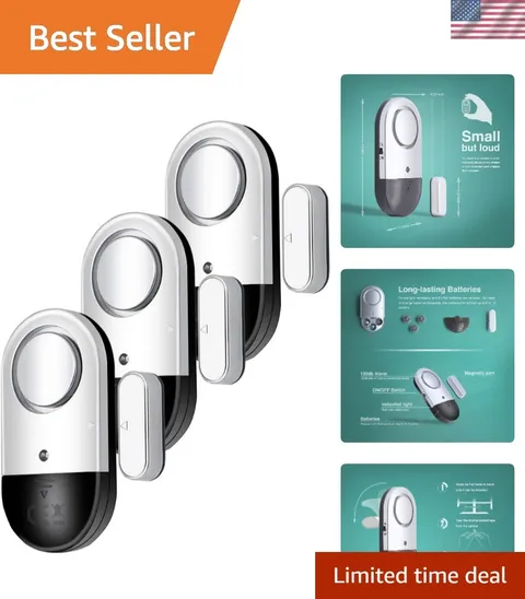 120 DB Loud Door and Window Open Alarm Sensor 3 Pack for Kids, Dementia Patie...