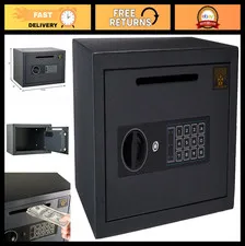Digital Compact Steel Money Security Box - Keypad Lock, Cash Deposit Safe, Home/