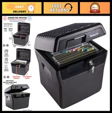 Fireproof Waterproof Lock Box with Key Lock, Portable File Safe for Documents, 0
