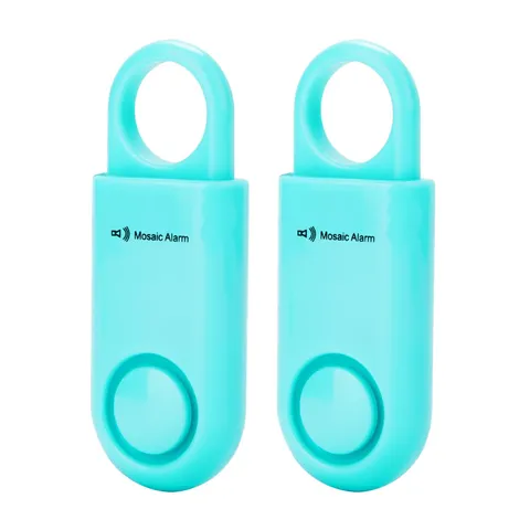 2 Pack Personal Safety Alarm 130db User-Replaceable Battery SOS Aqua 