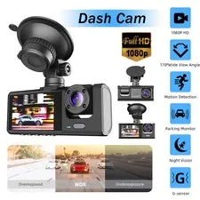 1080P Dual Dash Camaras De Seguridad Grabadora Para Carro Auto Salpicadero 3Lens