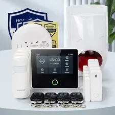HOMSECUR Wireless WIFI 4G LCD Burglar Intruder 4.3" Alarm System+Red Flash Siren
