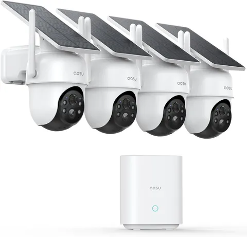 aosu D1 Classic 4-Cam Kit, Security Cameras Wireless Outdoor, Solar Powered 