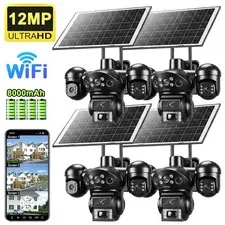 12MP 4K Camara De Seguridad Solar Inalambricas Para Exterior Con Vision Nocturna