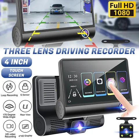 1080P 4" Dual Lens HD Car DVR Rearview Video Dash Cam Recorder Camera G-Sensor