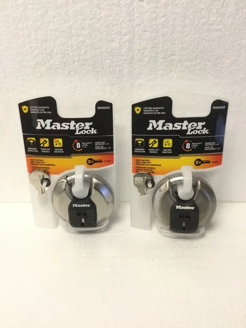 2 NEW Master Lock M40XKAD Keyed Padlock Security Level8 Weather Resistant w/ Key
