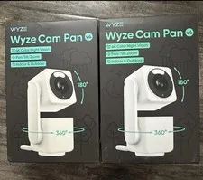 Wyze Cam Pan v4 4K UHD Indoor/Outdoor Plug-In Pan & Tilt Security Camera LOT X 2